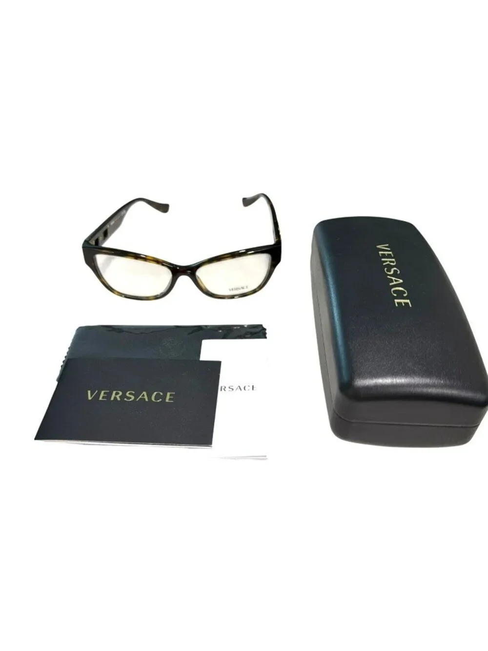 Versace Tortoise Cat Eye RX Glasses Gold Medusa New 3347